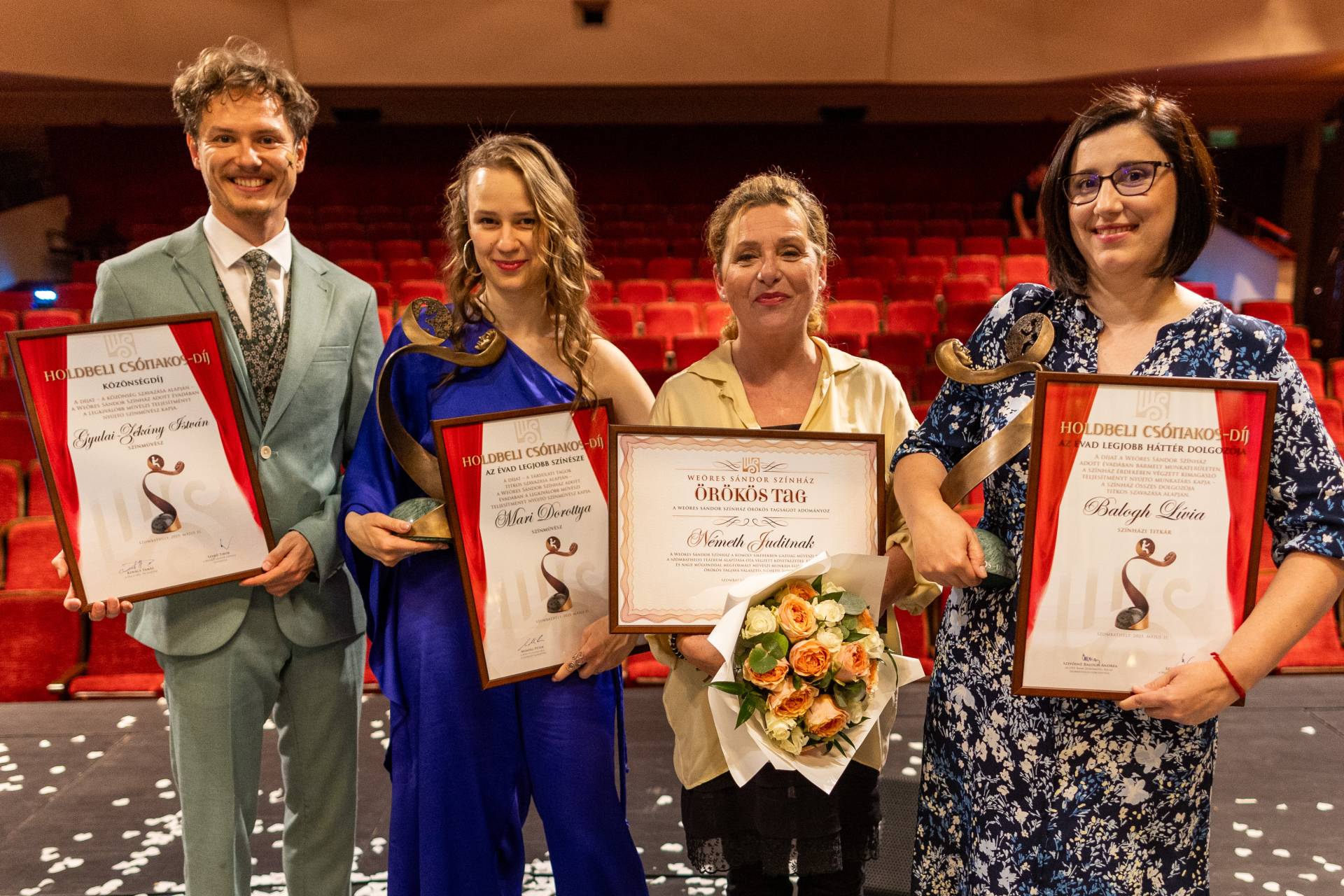 Holdbeli csónakos díjátadó gála 2025. - díjazottak: Gyulai-Zékány István, Mari Dorottya, Németh Judit, Balogh Lívia fotó: Mészáros Zsolt
